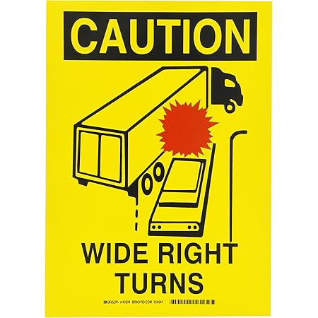 Amazon Com Smartsign S 6185 Eu 14 Etiqueta Bilingue Precaucion This Vehicle Makes Wide Turns Vinilo Laminado De 10 0 X 14 0 In Industrial Y Cientifico