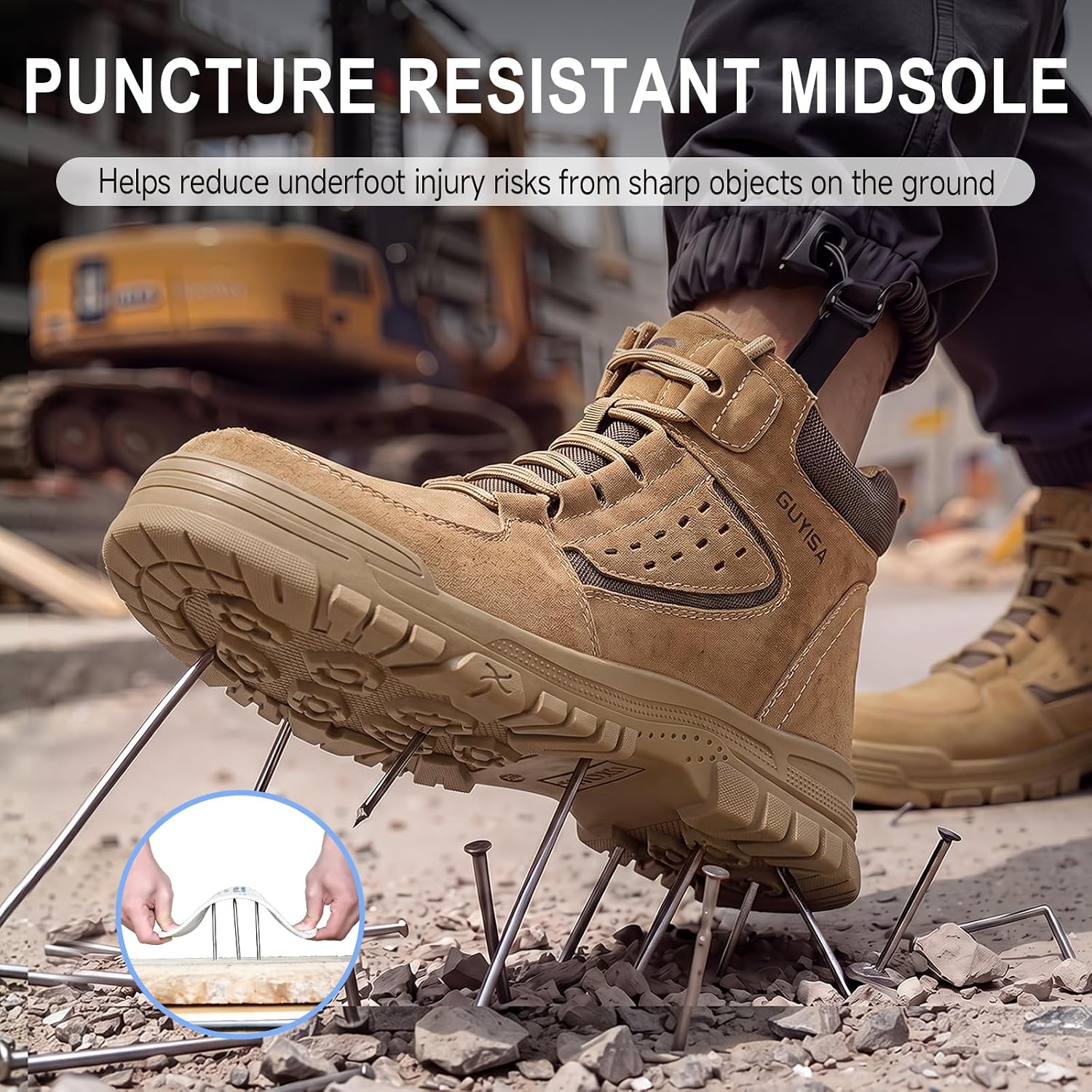 GUSAYEX Steel Toe Boots for Men Lightweight Work Utility Safety Boots