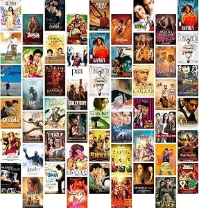 Bollywood Movie Posters Wall Collage Kit – Set of 54 Pcs (4x6 Inch) – Premium Aesthetic Hindi Cinema Wall Decor