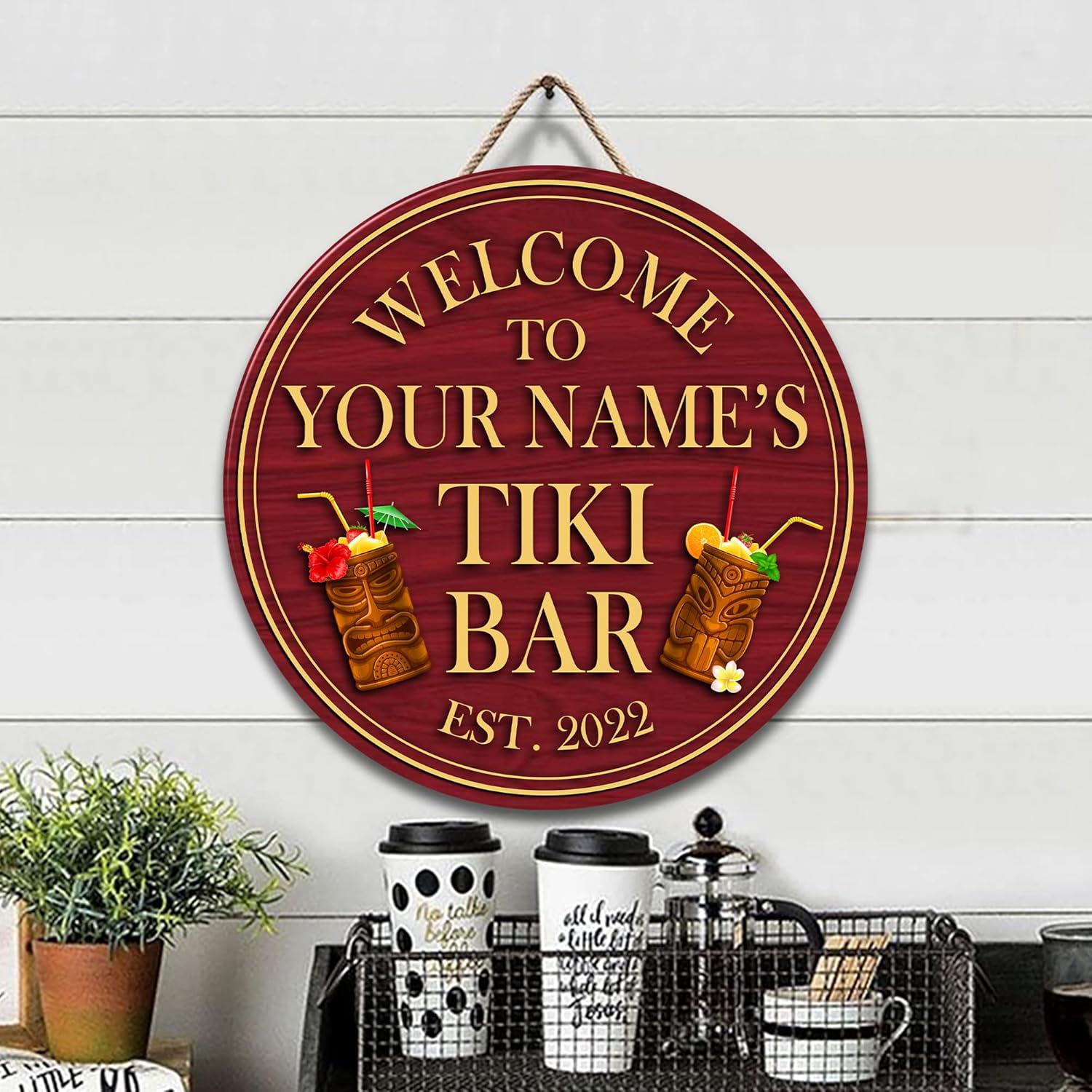 Artsy Woodsy Custom Tiki Bar Printed Wood Sign (Not Carved or Neon), Summer Decor, Pool Sign, Backyard Bar & Grill Patio Porch Deck Home Pub Man Cave, Gifts for Beach Lovers (05)