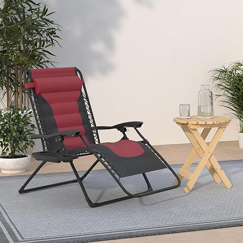 Miniatura 2 de Best Choice Products Silla acolchada de gravedad cero de gran tamaño, reclinable plegable para patio al aire libre, tumbona antigravedad XL para