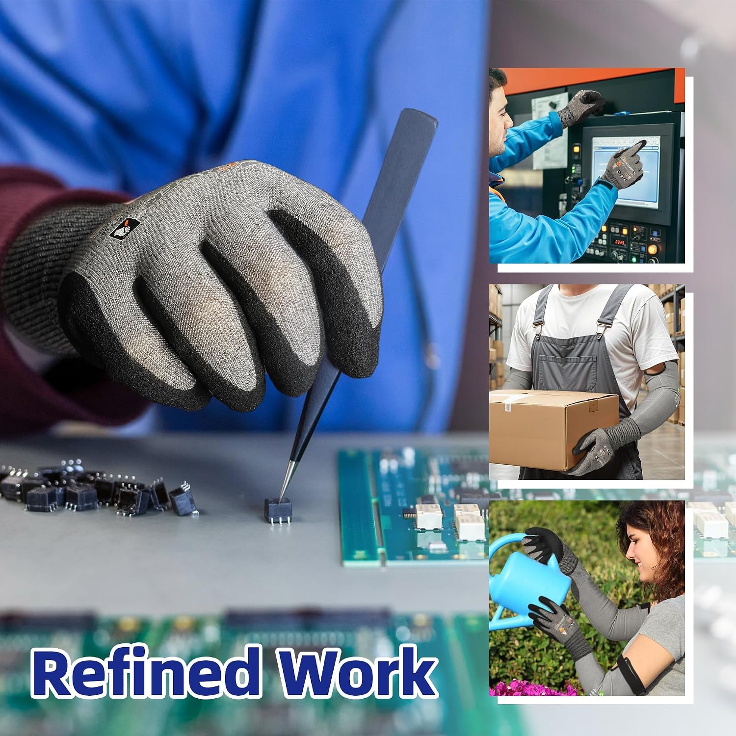 Schwer 6 Pairs ANSI A4 Cut Resistant Work Gloves with Extreme Lightweight & Thin, Sandy Nitrile Touchscreen Safety Working Gloves with Grip, 3D-Comfort Fit, Flexible and Breathable, M, AR5918