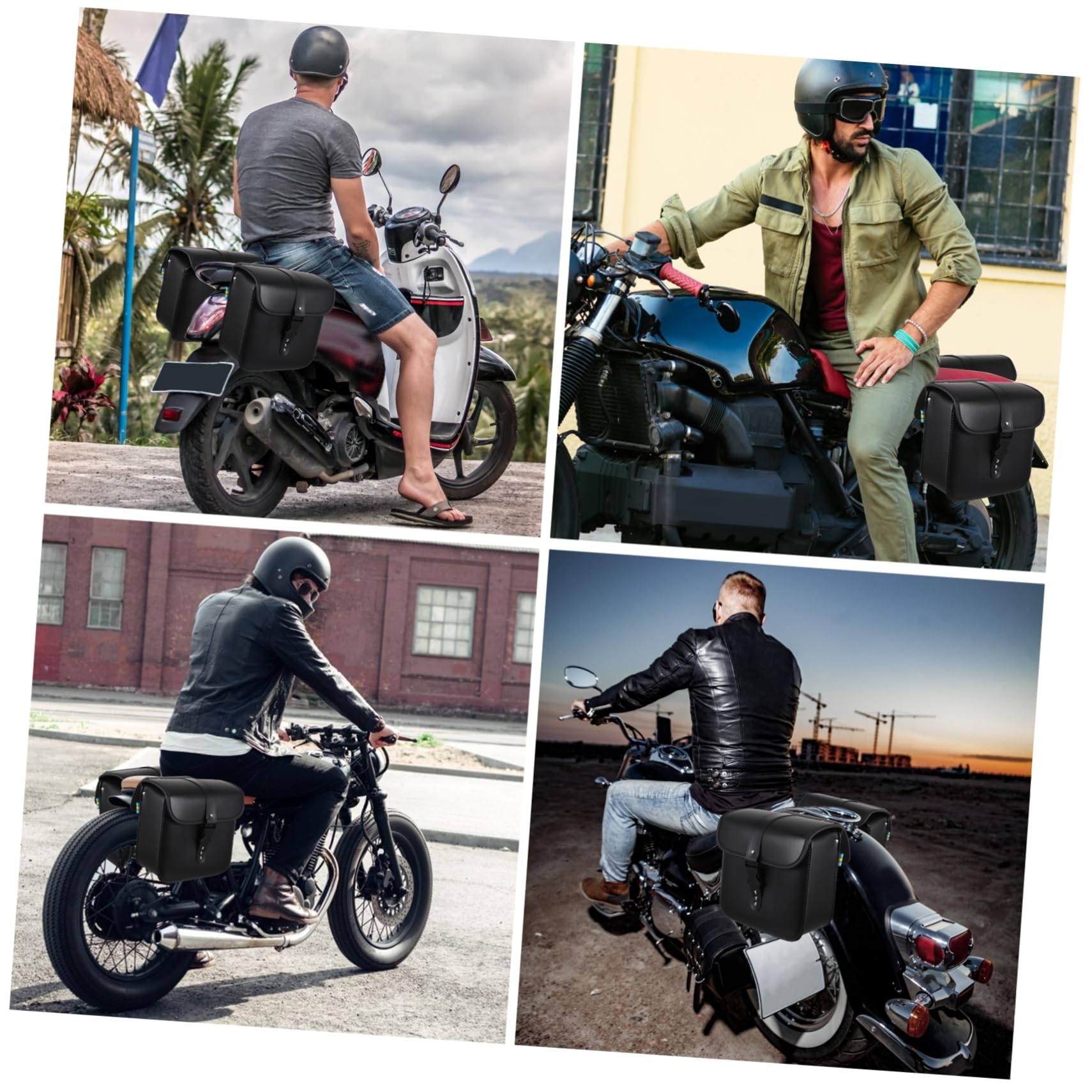 Zerodeko Motorradtasche Seitentasche aus Pu Schwarz mit Seil für Motorrad und Satteltaschen für Fahrrad Kinder
