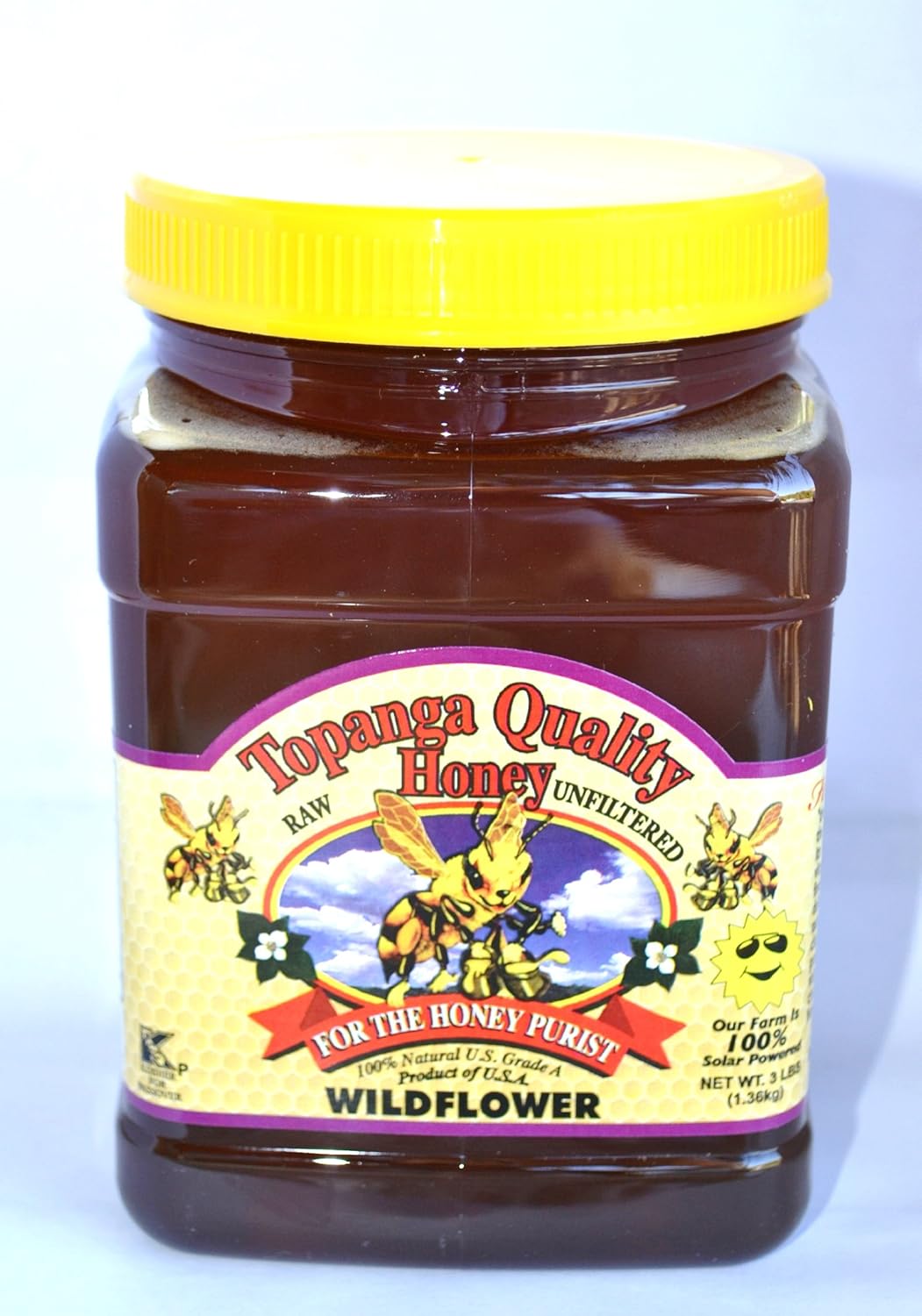 3lbs Topanga Quality Honey (Wildflower Floral Source) Raw, Unfiltered, Unpasturized, All Natural, Kosher