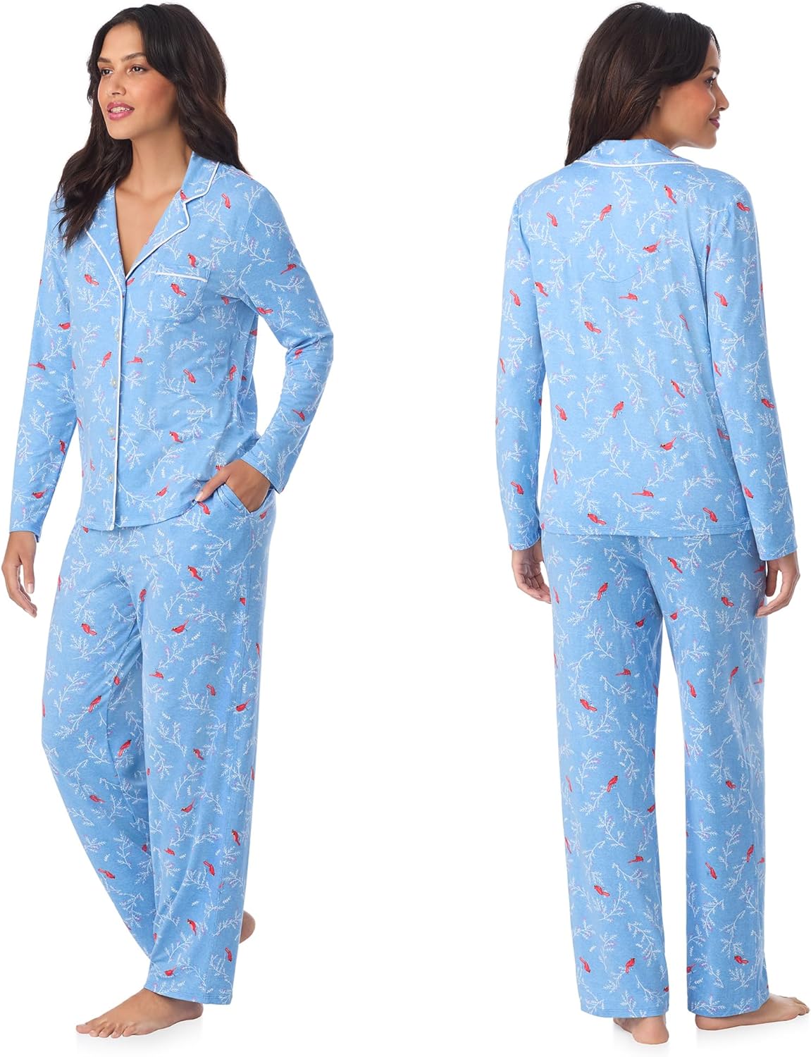 Cuddl Duds Womens Pajama & Lounge Set - Lightweight Long Sleeve Button Down PJ Shirt & Pants - Sleepwear & Loungewear - Image 2