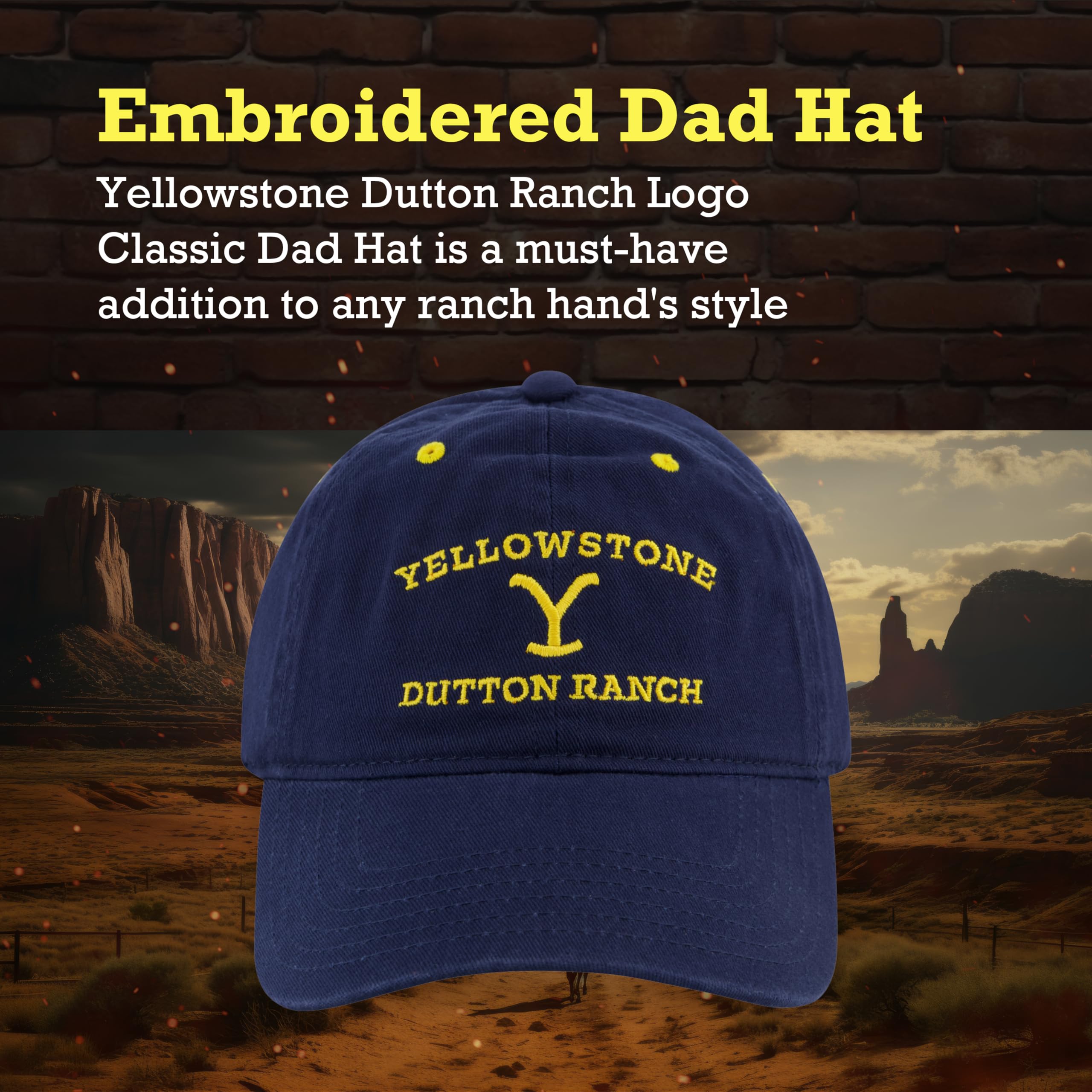 Concept One Yellowstone Dad Hat Dutton Ranch, regulowana czapka bejsbolowa z zakrzywionym rondem, niebieski morski, Rozmiar uniwersalny