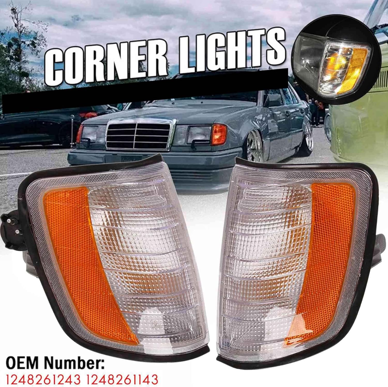 Car Corner Light Front Turn Signal Indicator Lamp For E Class W124-1996 1248261243 1248261143