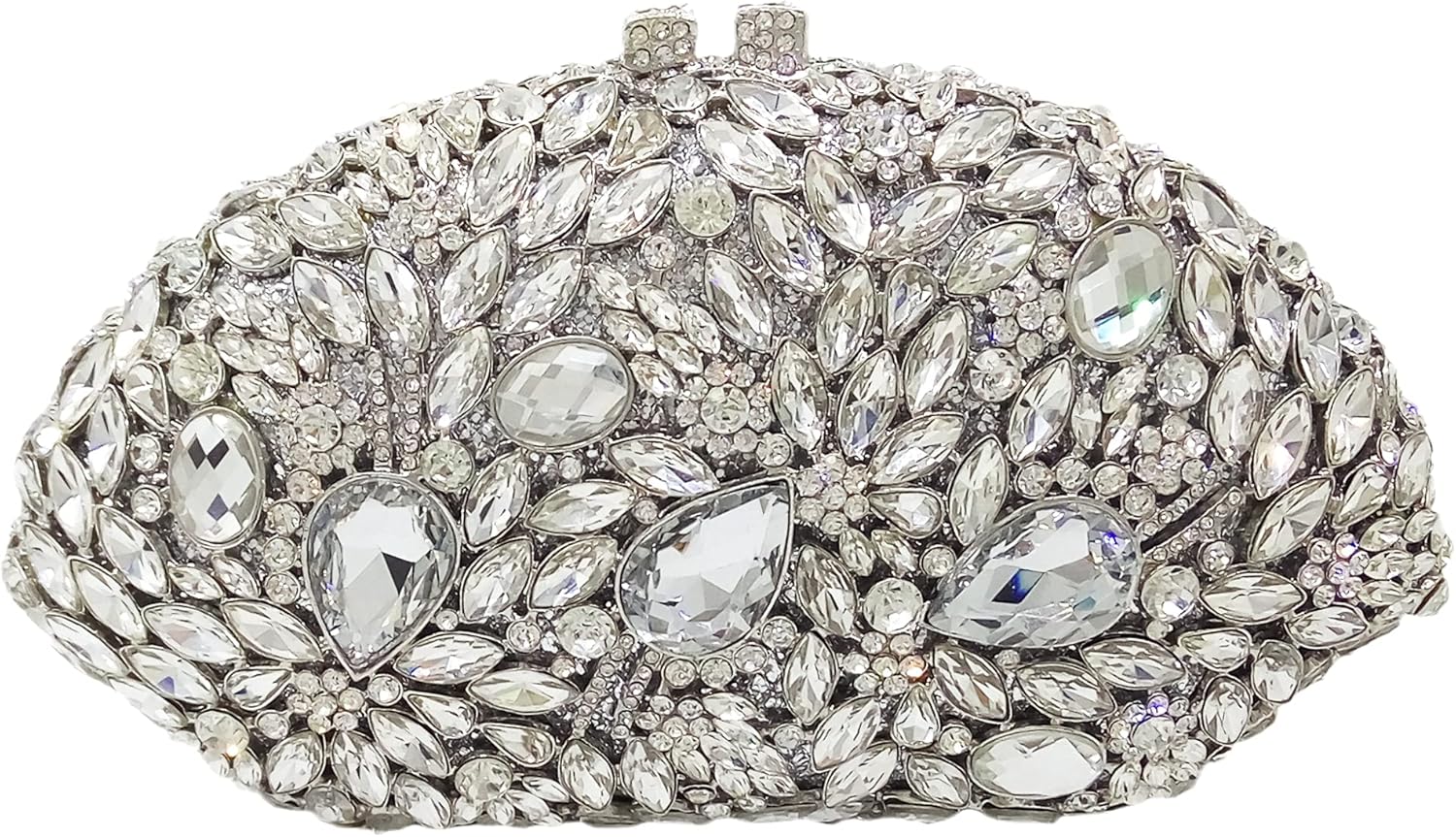 Boutique De FGG Flower Evening Bags for Women Formal Rhinestone Clutch Purse Wedding Party Prom Crystal Clutch Handbag,Mini