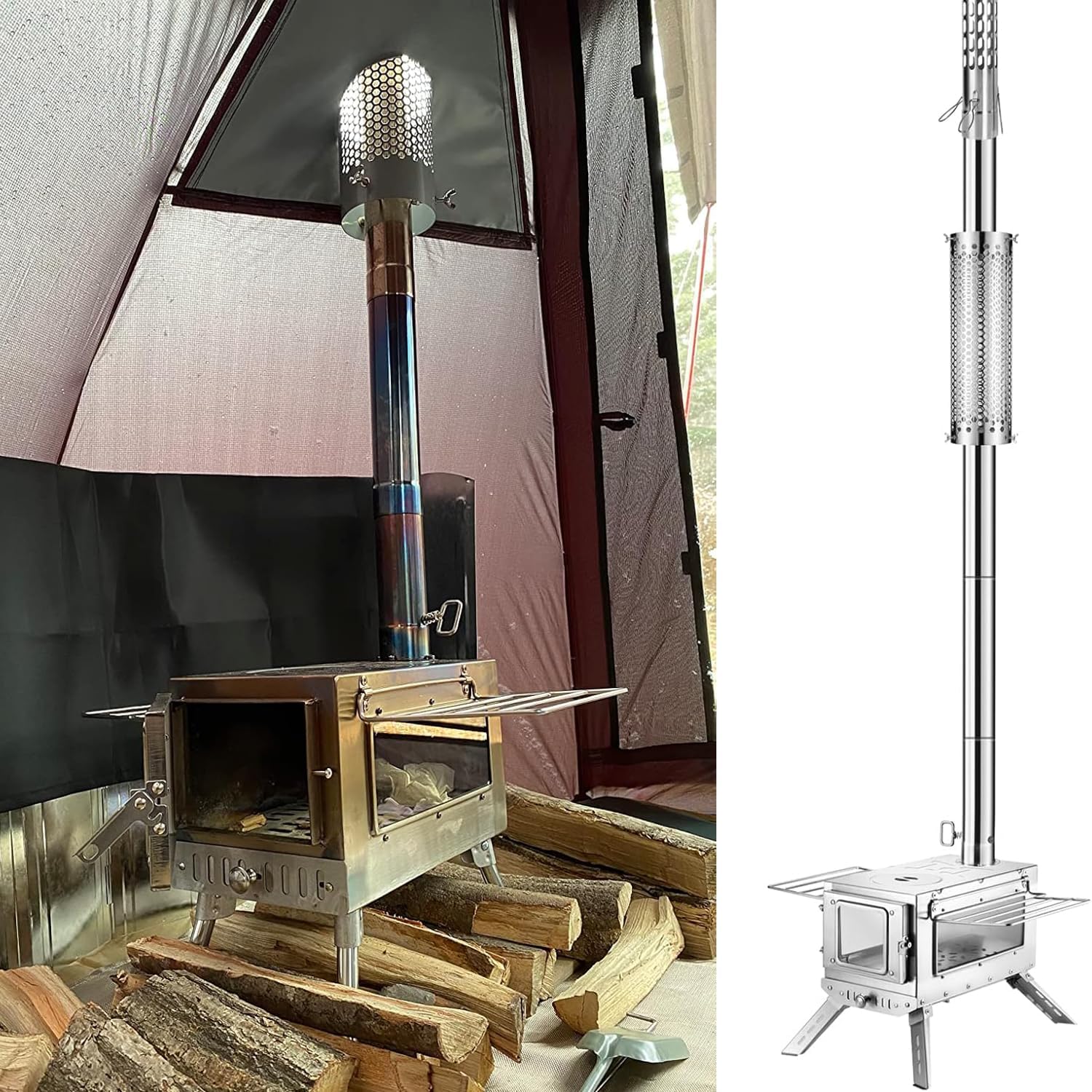 Chimney Anti-Scalding Mesh Cover,stove jack kit for tent,Stainless Steel Outdoor Camping Chimney Pipe, Tent Protector For Winter Camping