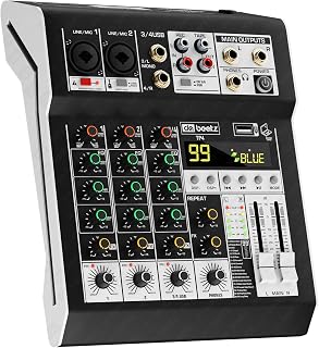 Dabeatz Professional 4 Channel Mixer | XLR + TRS + 6.35MM Input Ports | USB MP3 & BT Support |Delay & Repeat FX | Stereo O... Price In India
