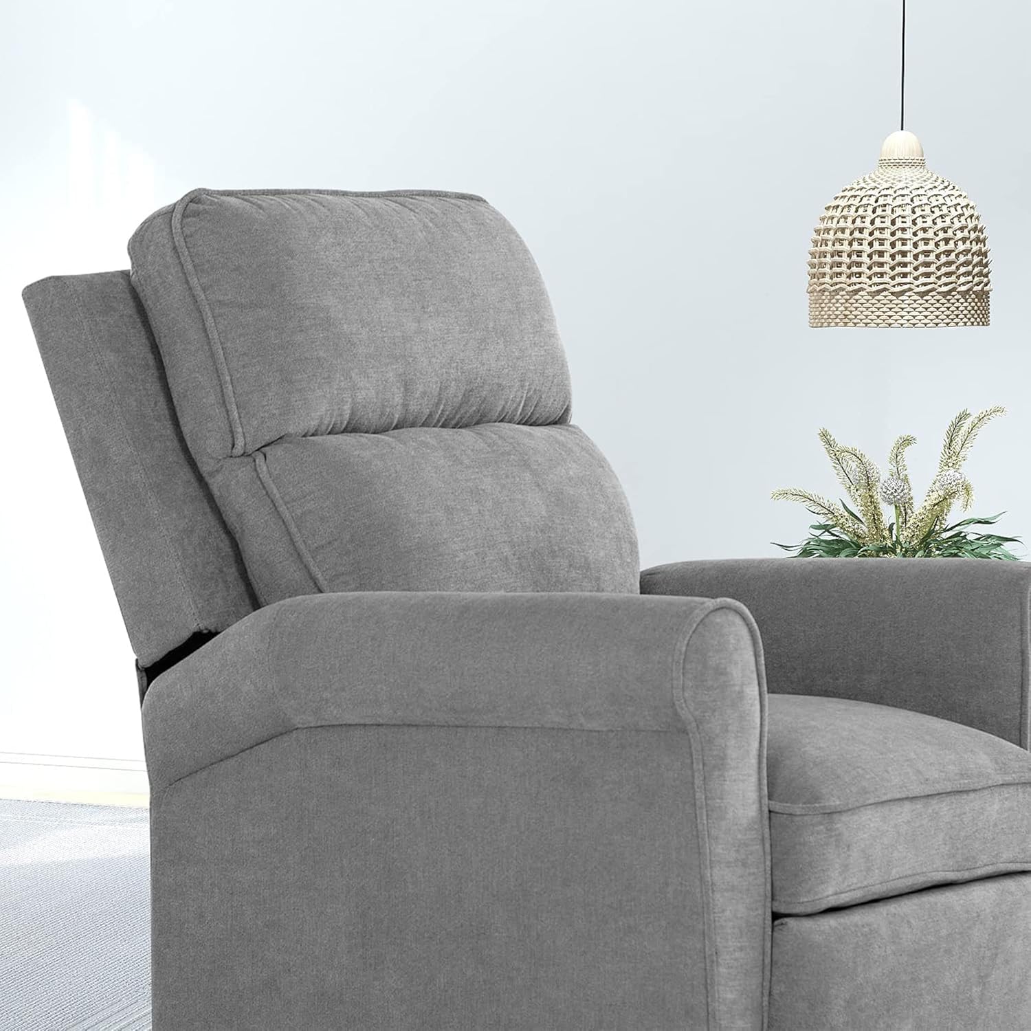 Smugdesk Fabric Push Back Single Recliner Chair with Dual Function Foot System for Office, Den, Living Room, Bedroom, and Guest Room, Gray : Home & Kitchen