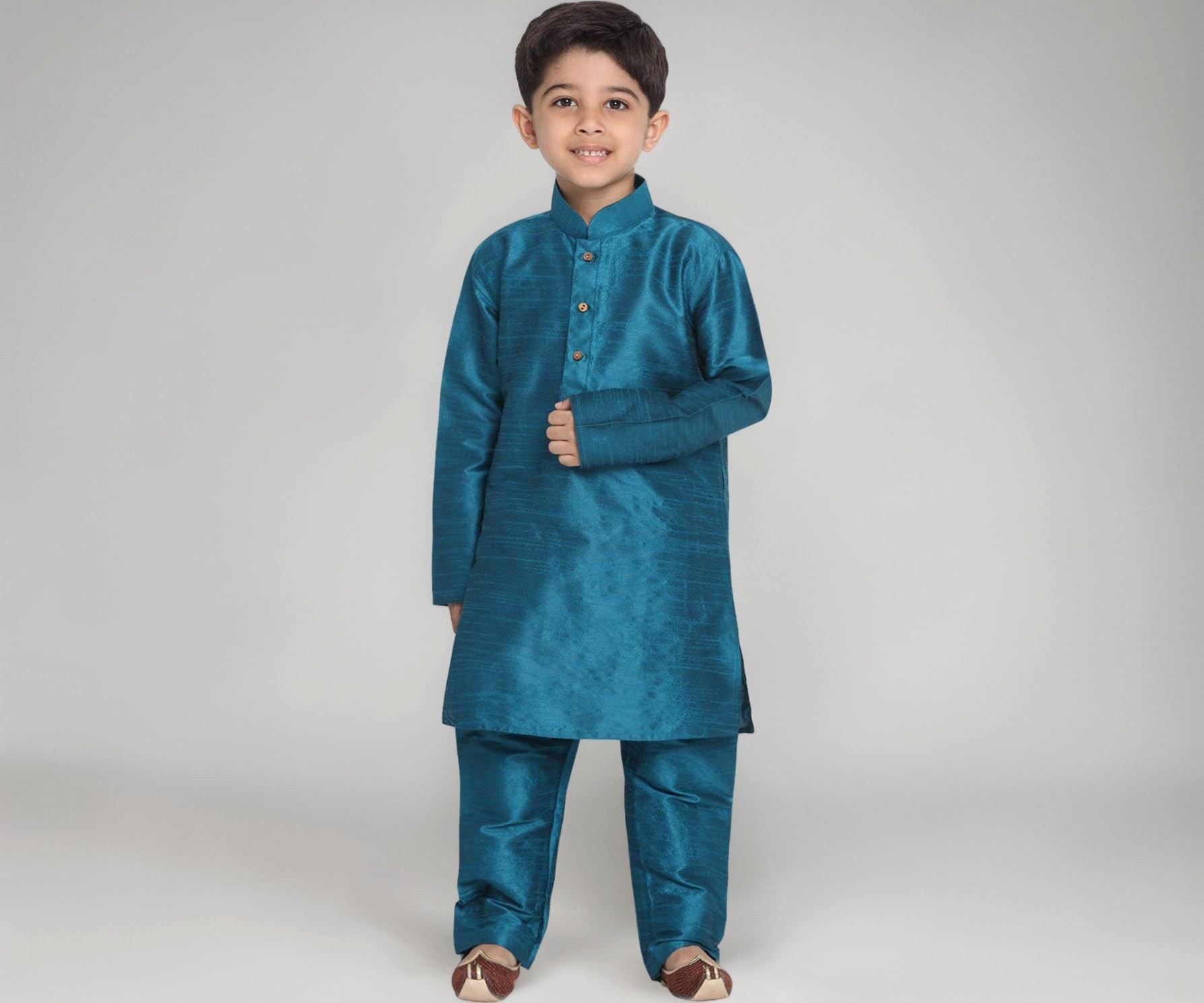 JBN Creation Boys' Kurta Pyjama Set | Silk Blend Kids Ethnic Wear | Festive Traditional Clothing for Holi & Eid
