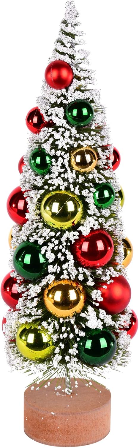 Vickerman 24" Vintage Tabletop Frosted Green Artificial Christmas Tree, Red, Frosted Green, Gold Ornament - Faux Christmas Tree - Seasonal Indoor Home Decor