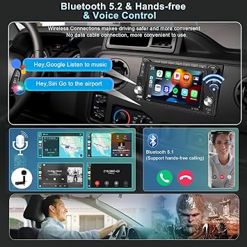 Wireless Apple CarPlay Single Din Car Radio 5.9 Car Stereo Android Auto