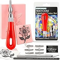 Vista 9 de WAYCOM Paquete de 10 bloques de linóleo para impresión con herramientas de corte, kit de fabricación de sellos de goma, bloques de tallado de sellos