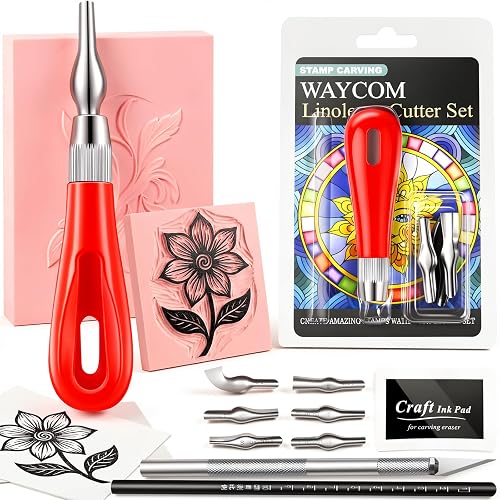 WAYCOM Linocut Kit for Beginners - 4x6 Soft Rubber Carving
