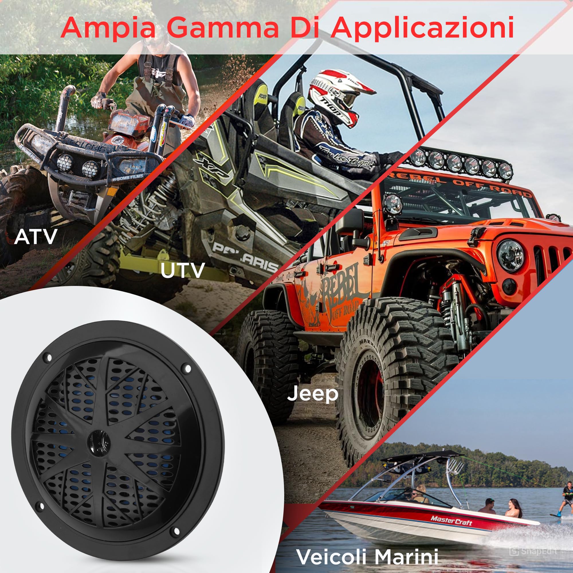 Pyle Altoparlanti Marini 13,34 Centimetri, Casse Audio 2 Vie Impermeabili 100 Watt, Cono in Polipropilene, Surround in Tessuto, Speaker da Esterno Resistente, 1 Coppia Neri