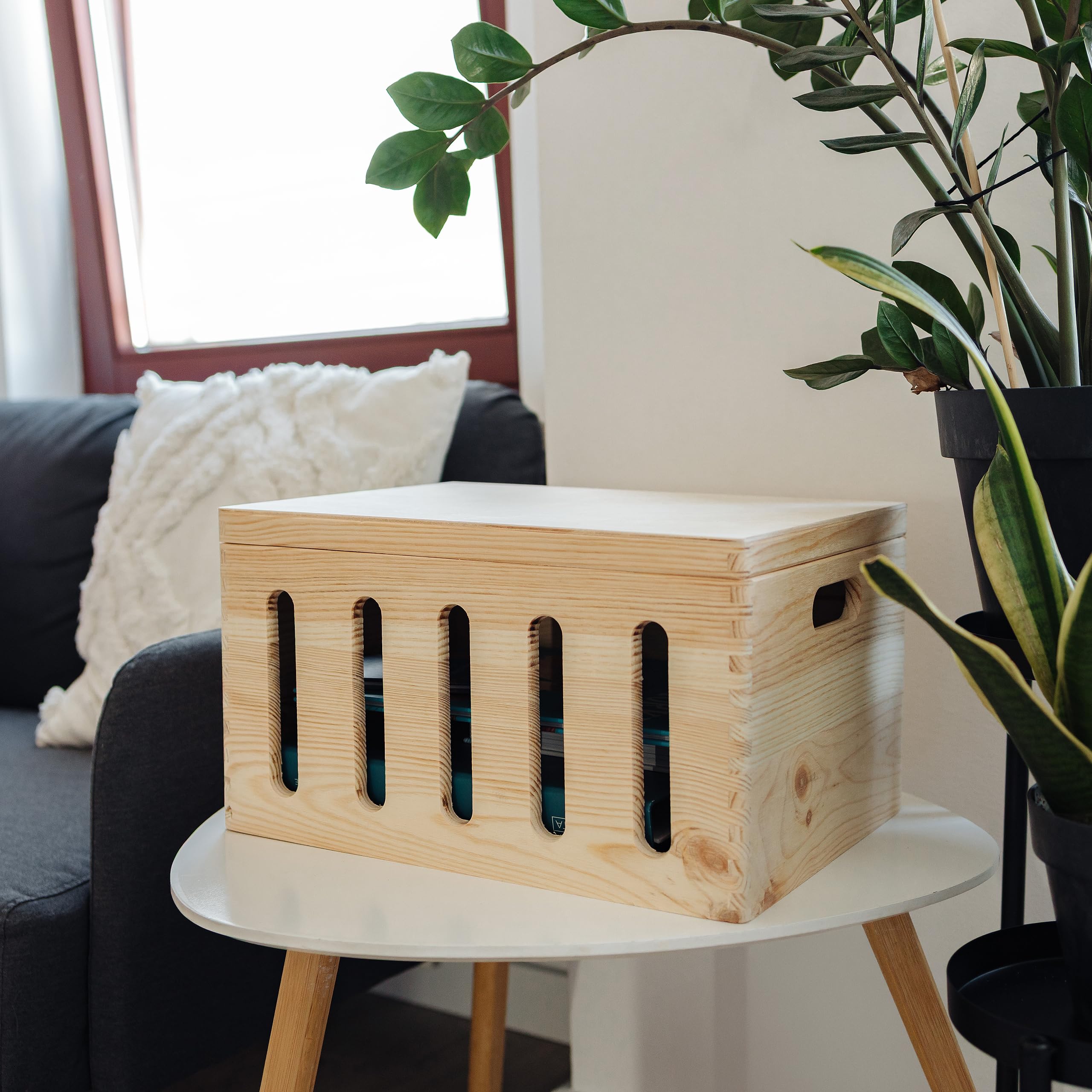 Creative DECO Grande Caja Madera Decorativa | con Tapa Asas 40 x 30 x 24 cm | (+/-1cm) | con Agujeros | Pascua Almacenaje Documentos, Juguetes | Cofre Decorar Regalo Decoupage | EN BRUTO SIN LIJAR