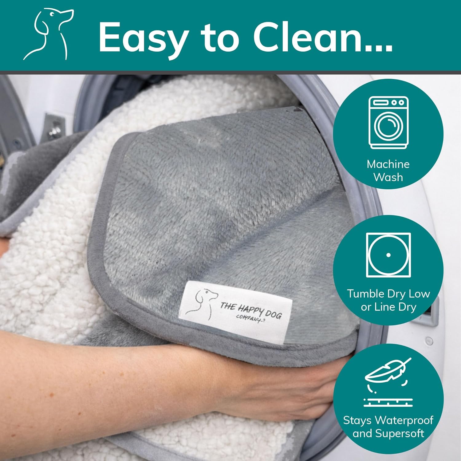 Waterproof Dog Blanket for Couch – AATCC 127 Tested DryGuard Core™, Premium Thickness 460GSM Reversible Sherpa/Fleece for Couch, Car & Bed, Furniture Protection, Gray/White, 40x47 - Image 4