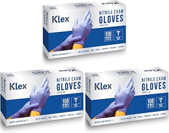 Klex Nitrile Exam Gloves - Medical Grade, Powder Free, Rubber Latex Free, Food Safe, Lavender