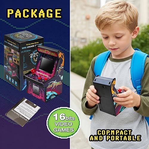 Miniatura 5 de Mini máquina de arcade, 220 juegos integrados de 8 bits, pantalla a todo color de 2.5 pulgadas, joystick de 16 vías, consola de juegos retro portátil