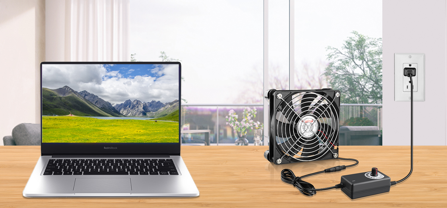 Image of Wathai 140mm x 25mm Computer Fan with AC Plug 110V 120V 220V 240V Variable Speed Controller for DIY Biltong Box Reptile Aquarium Receiver DVR PlayStation Xbox Cabinet Ventilation Cooling