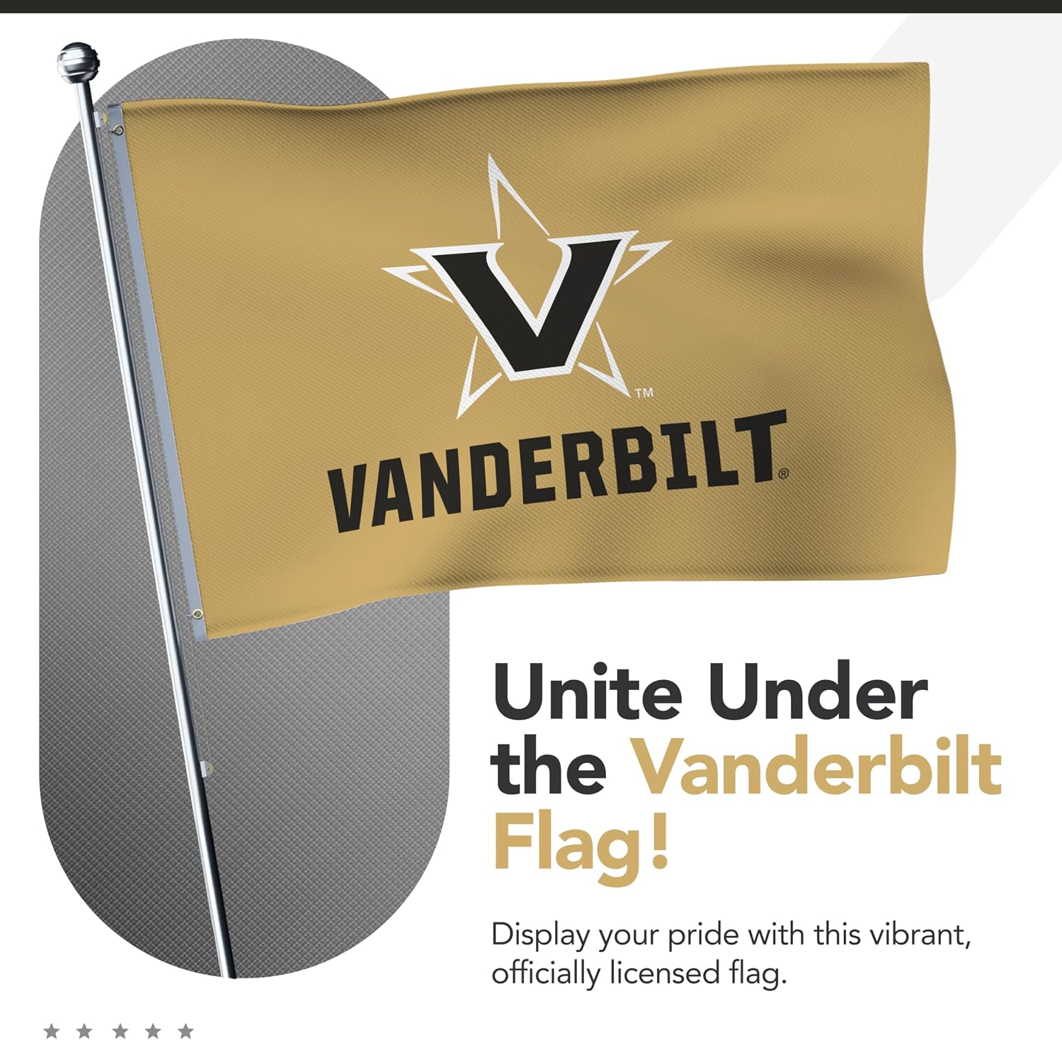 Vanderbilt Commodores College Sports Printed Flag - NCAA Licensed - Nylon - School Banner (Gold, Black) (5' x 8')