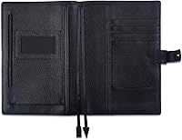Vista 2 de Funda para planificador de cuero genuino A5 Organizador personal, compatible con cuadernos planificadores A5 de tamaño Stalogy Hobonichi (Negro)