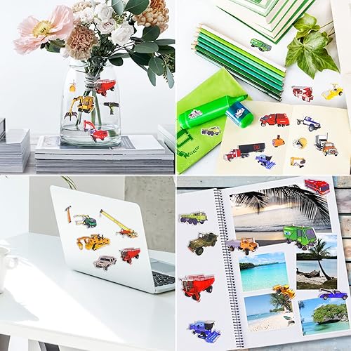 Miniatura 7 de Calcomanías 3D para vehículos hinchados para niños pequeños, 4 paquetes de calcomanías lindas para camiones para niños, calcomanías reutilizables
