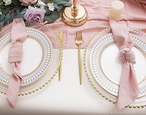 Miniatura 6 de Juego de 10 servilletas de tela para cena, servilletas de gasa 100% algodón suave natural, servilletas de tela lavables de otoño para bodas,