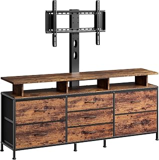 REAHOME TV Stand with Mount, 63" Entertainment Center for 32/45/55/60/65/70 inch TVs, Media Console Table with 7 Drawers, Height Adjustable Mount, Dresser TV Stand for Living Room, Rustic Brown