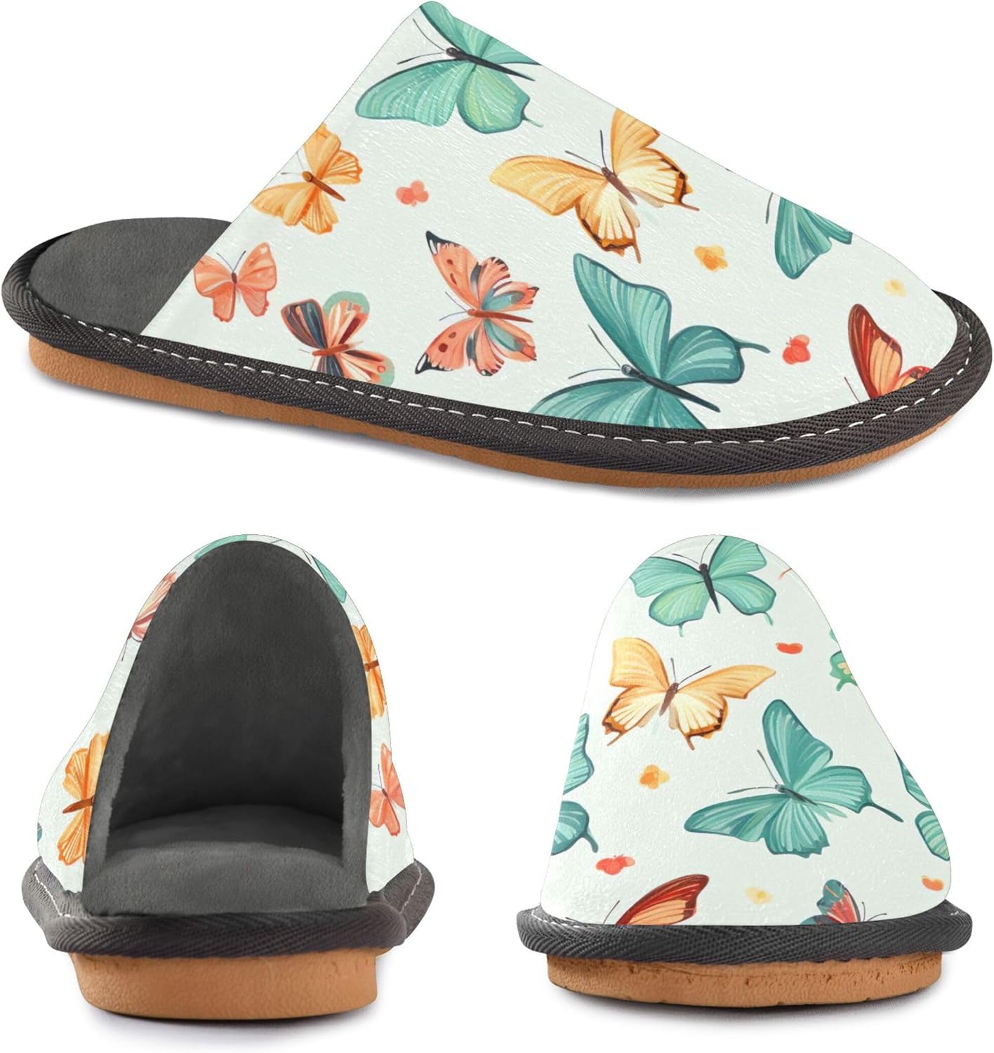 Butterfly House Slippers – Cozy Fuzzy Slippers for Guests, Washable & Disposable, Perfect for Shoeless Home, Spa & Hotel Use A111829