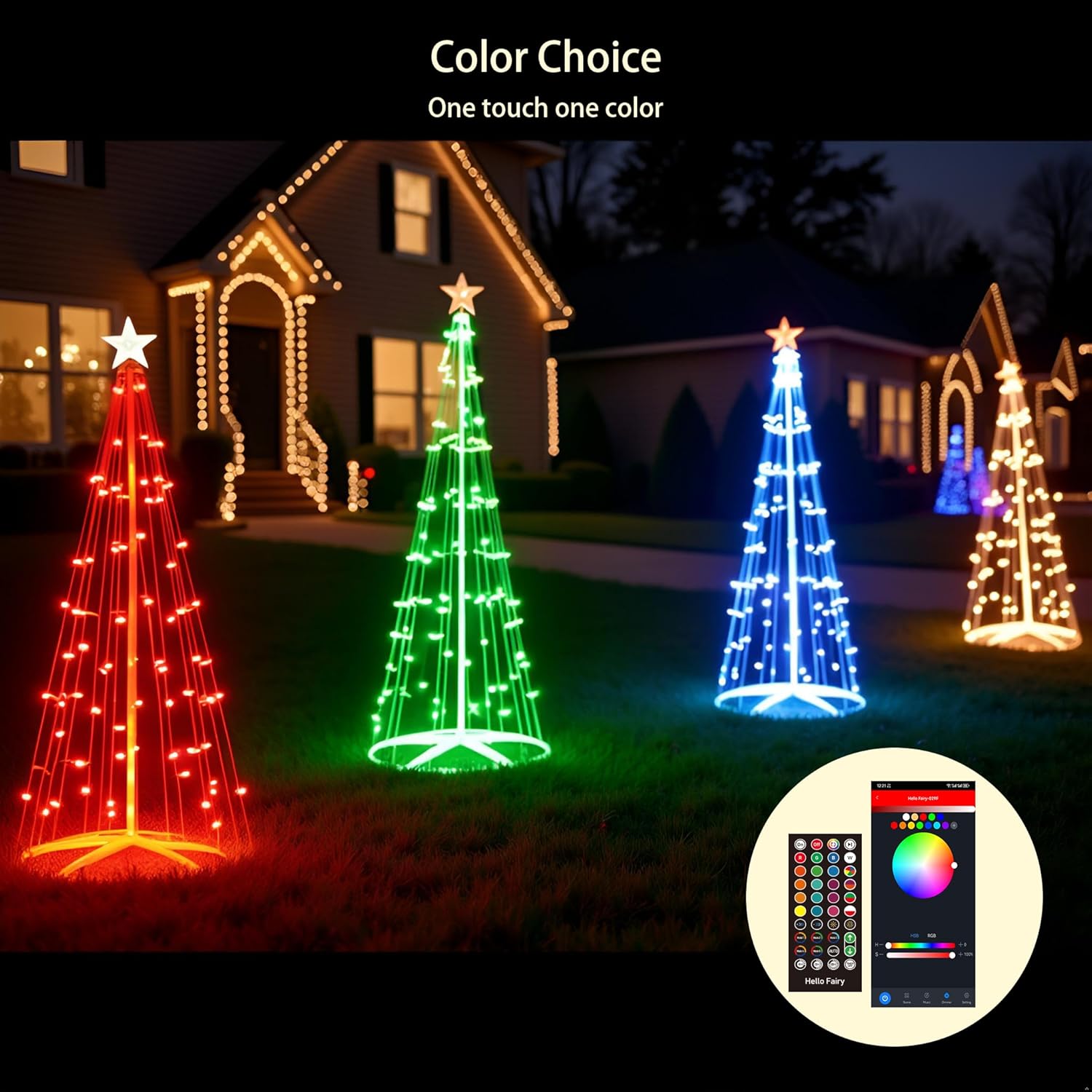 Smart Christmas Cone Tree Lights 7FT, 131 C6 LEDs Lighted Christmas Tree Lights App Programmbale, 57 Modes, RGB Dimmable Cone Tree Light for Indoor Outdoor Garden Holiday Xmas Eve Night Décor