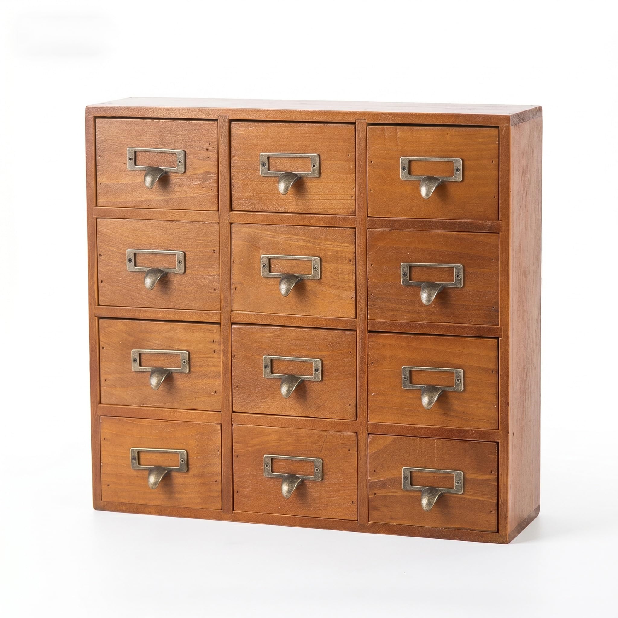 Vintage Wooden Storage Drawers, 3 Sizes Desktop Organiser, Multi Drawer Wood Chest for Home Office Craft Jewellery Herb Small Items (Large)
