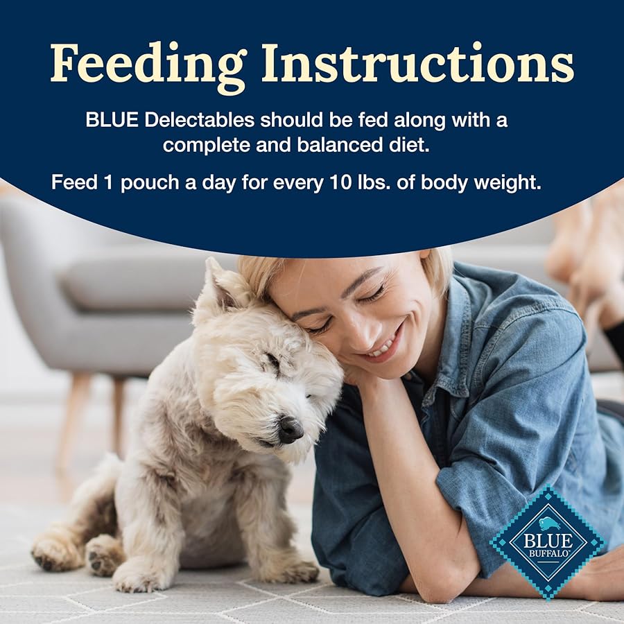 Blue Buffalo Delectables Natural Wet Dog Food Toppers Variety Pack, Tasty Chicken & Hearty Beef, Cuts in Gravy, 3-oz. (12 Pouches, 6 of Each Flavor) - image 9