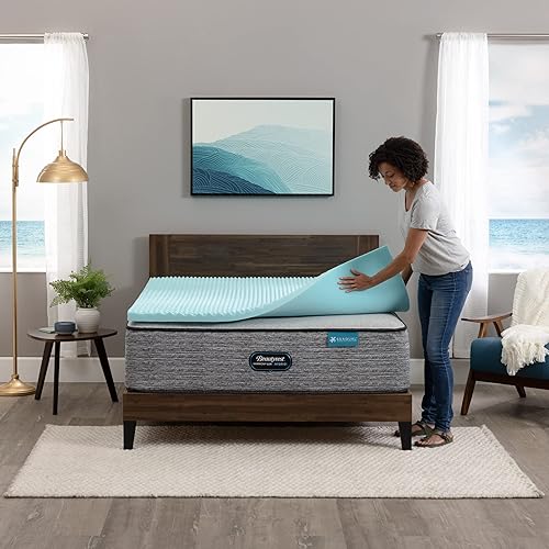 Miniatura 3 de Beautyrest Cool Wave - Cubrecolchón de espuma viscoelástica para aliviar la presión, tamaño Queen, 2 pulgadas, color azul