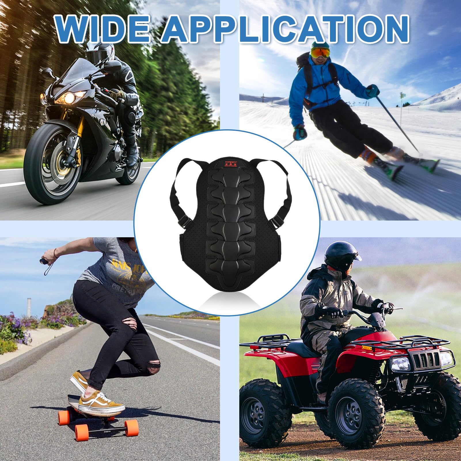 Protector de espalda de motocicleta para deportes de conducción con diseño antigolpes y protección de cintura ajustable