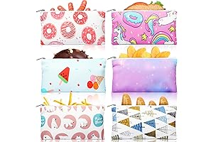 Reusable Snack Bags for Kids with Zipper, 6-Pack