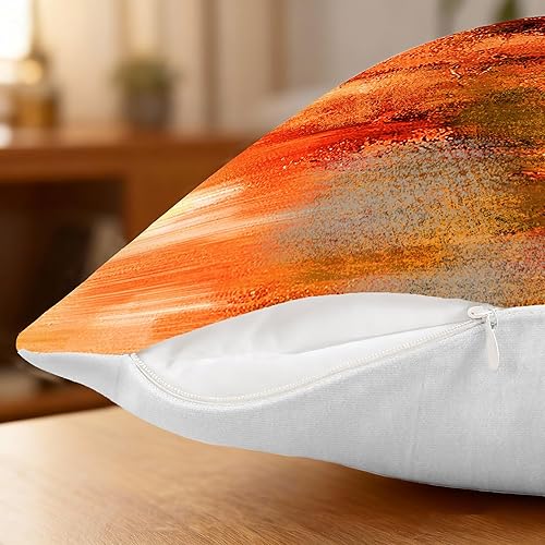 Miniatura 5 de Hexagram Juego de 4 fundas de almohada decorativas de color naranja quemado de 16 x 16 pulgadas, fundas de almohada de terciopelo suave para otoño,