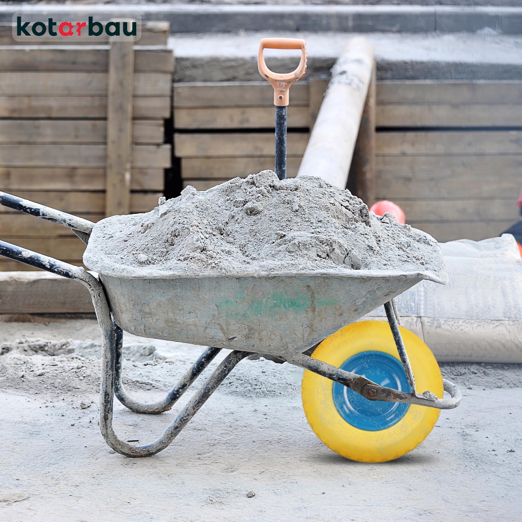 KOTARBAU® Roue de brouette 4.80/4.00-8 - Pneus en polyuréthane renforcé - Diamètre 390 mm - 200 kg - Roue complète avec axe