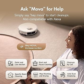 Mova P10 Pro Ultra Robot Vacuum and Mop 13,000Pa Suction, 140F Hot Water Auto Mop Washing & Drying, Dual Spinning Extenable Mop,10.5mm Lifting for Carpet, 360Obstacle Avoidance, App Control