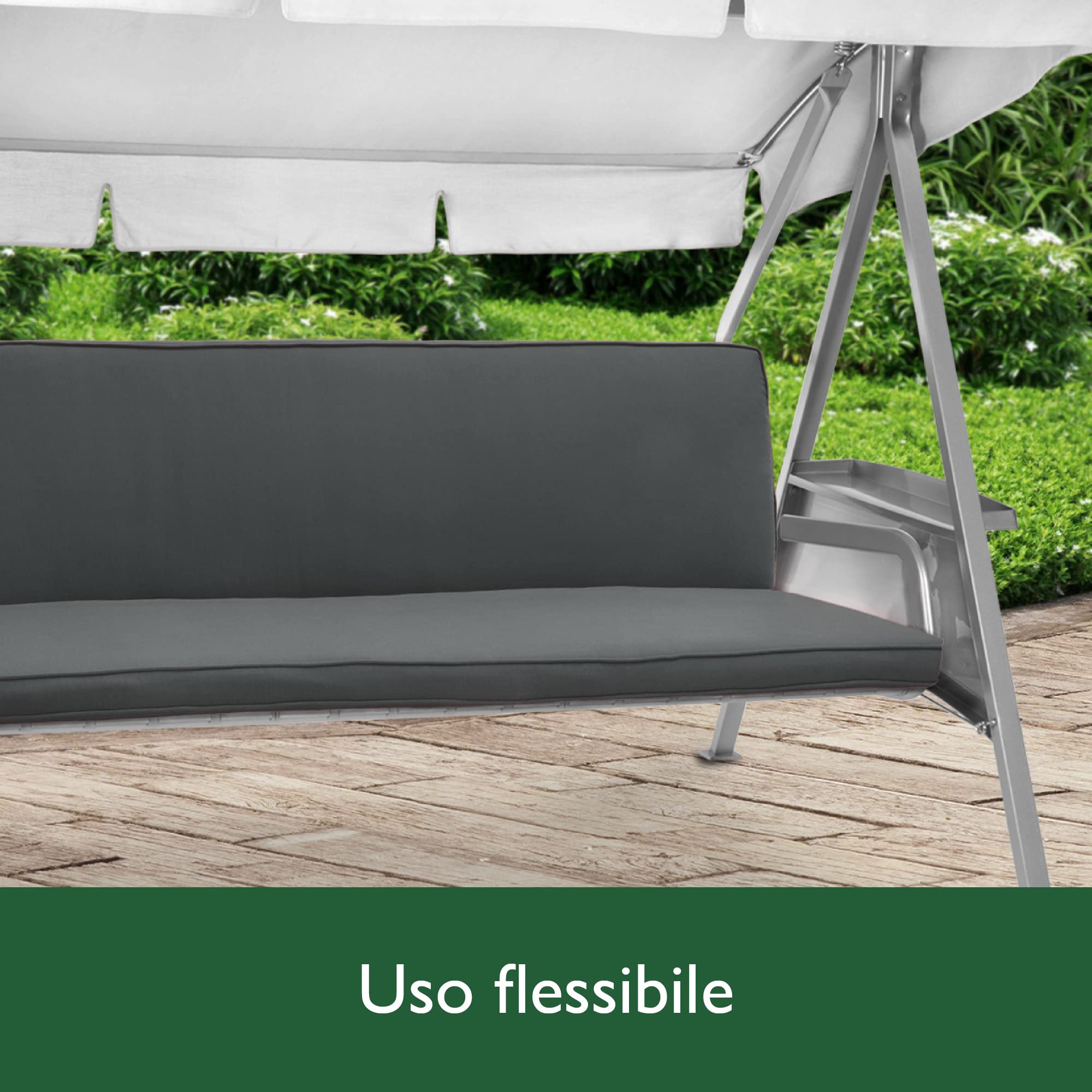 Beautissu Cuscini per Dondoli e Altalene da Giardino & Balcone 180x50 cm – Set di 2 cuscini per la seduta e lo schienale – Cuscini Dondolo Lavabile Seduta con Cerniera Antracite – Loft HS