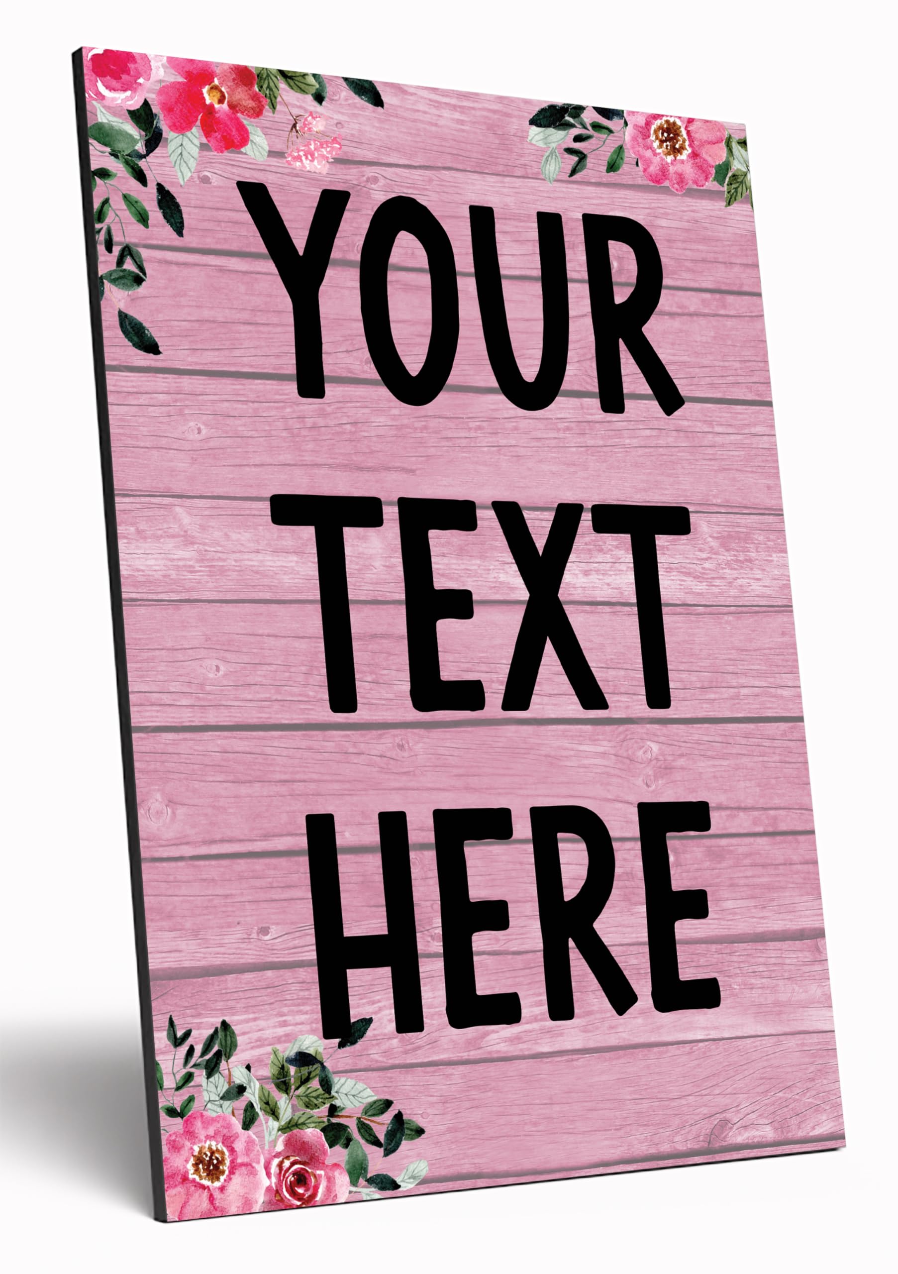 The Plum Penguin Pink Personalised Printed Quote Wooden Wall Art Custom Text Words A4 Hanging Sign Floral Boho Style