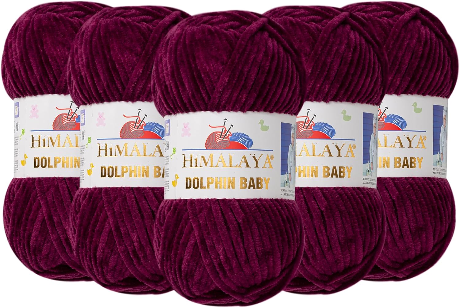 5 Skein (Pack) Himalaya Dolphin Baby Chenille Yarn, 100% Polyester, Each Skein 100 gr (3.5 oz), 120 m (131 yd), 6 : Super Bulky, Purple - 80339