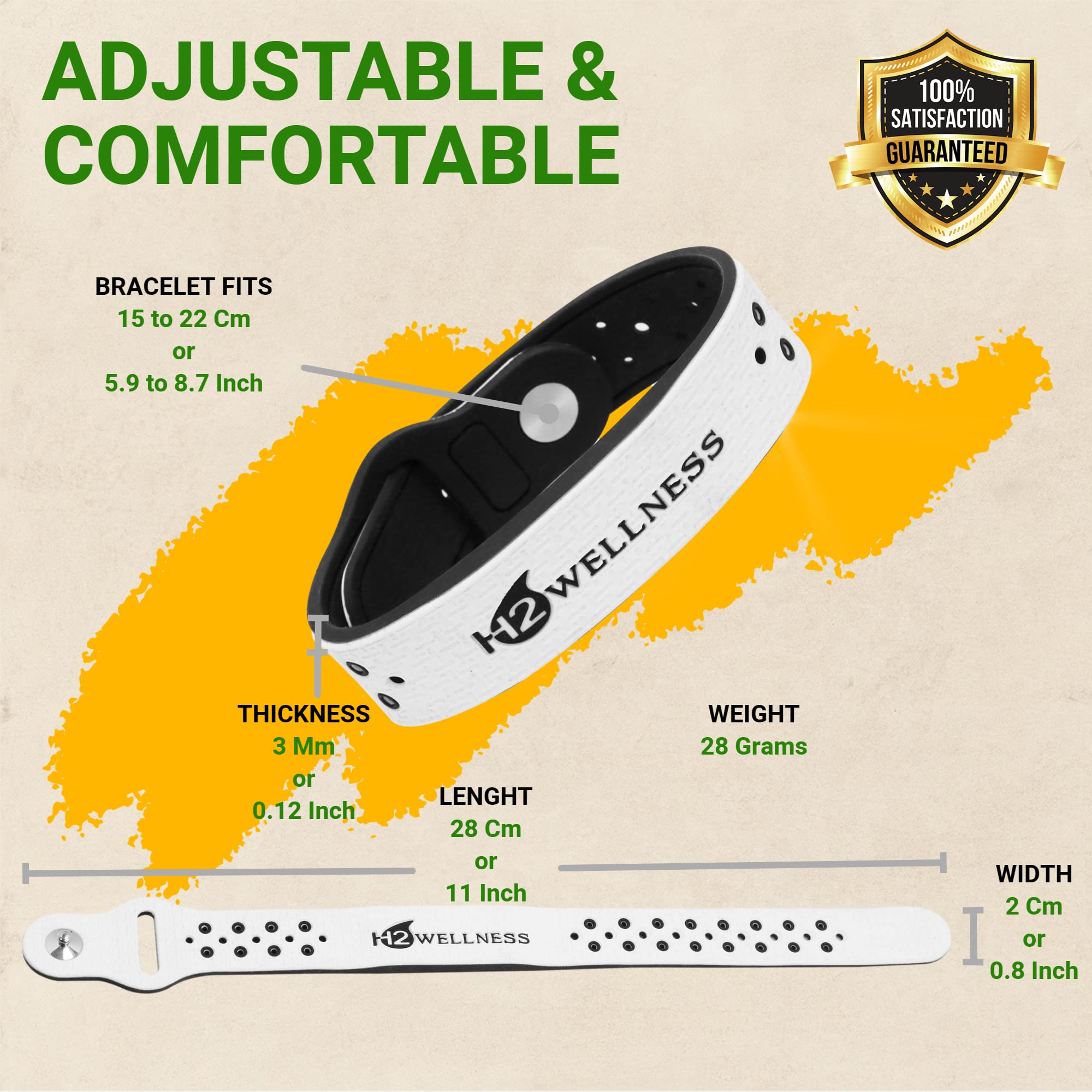 Bracelet thérapeutique magnétique super résistant, imperméable, respirant, confortable, réglable, infusé avec titane et cuivre