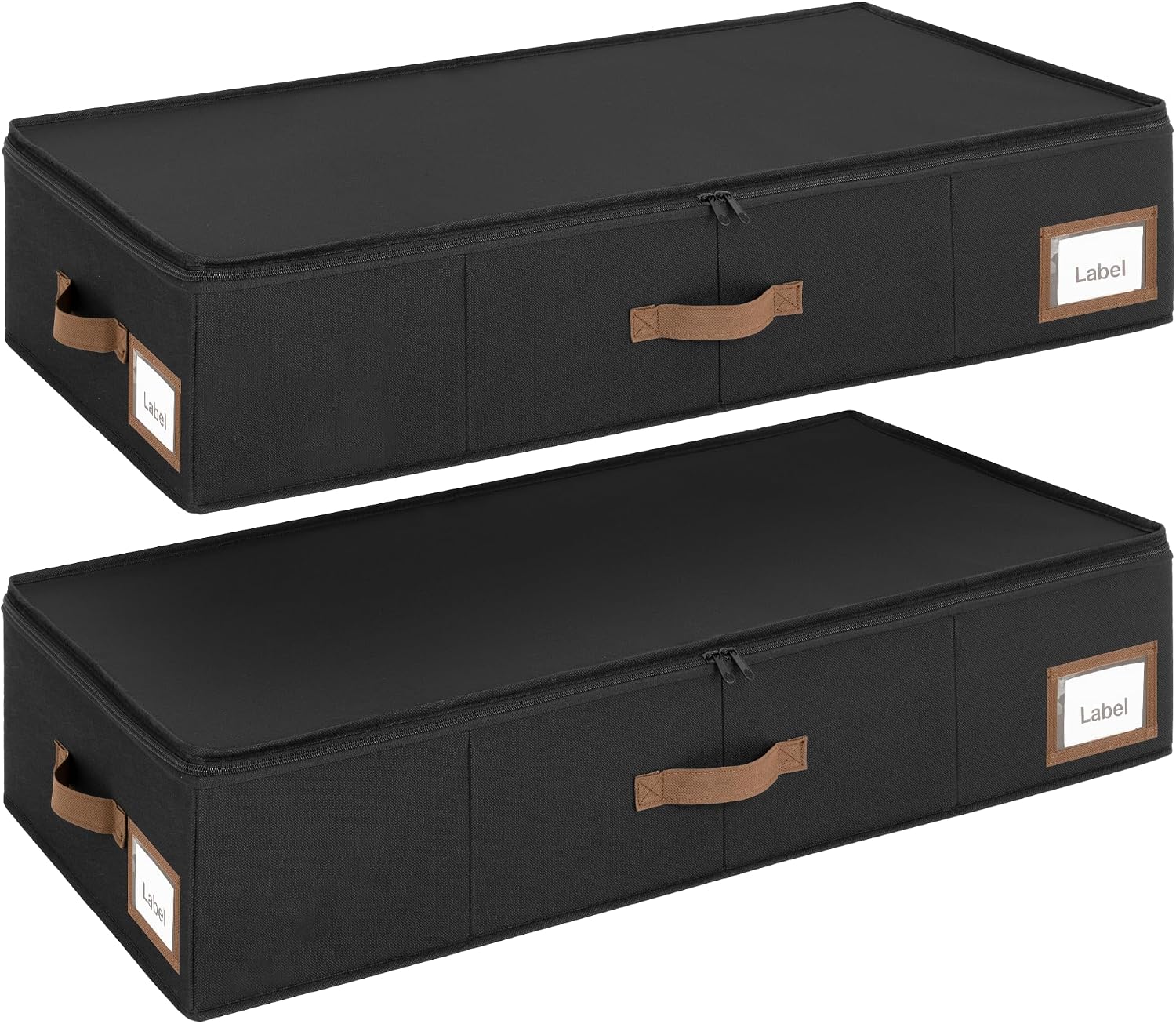 Cupic Cupid Under Bed Storage Containers, Foldable Organizer with Lid for Bedroom, Underbed Storage Box for Blankets, Clothes, Shoes, 2 Pack, Black