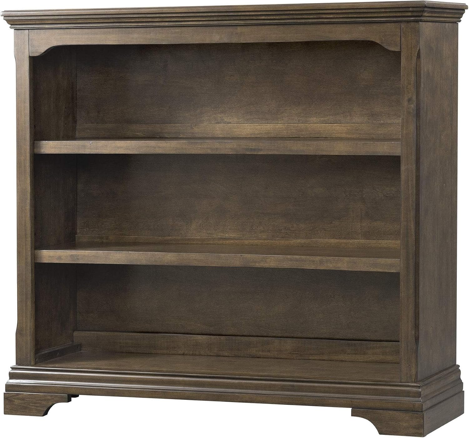 Pemberly Row Traditional Solid Hardwood Bookcase, 47.75" H x 56" W x 14.25" D, Rosewood Finish, Adjustable Shelves, Durable Storage, Classic Style for Living Room or Home Office