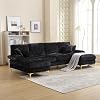 Chenille Fabric Sectional Couces, Living Room Modular Sofa Home Furniture (Black)