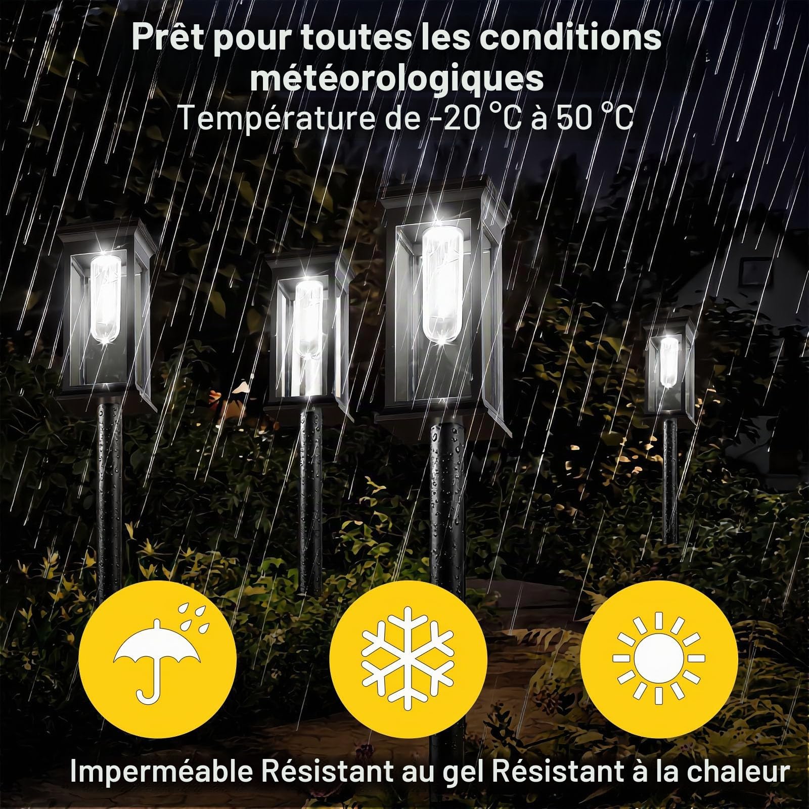 Lampe Solaire Exterieur Jardin, Lot de 8 Etanchéité IP65 Luminaire Solaire Exterieur Jardin, Interrupteur Automatique Lampe Solaire pour Balcon, Chemin, Pelouse, Extérieur, Blanc