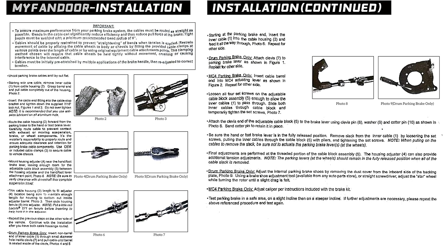 UnIversal Emergency Parking Brake Cable Complete Kit Replace 330-9371